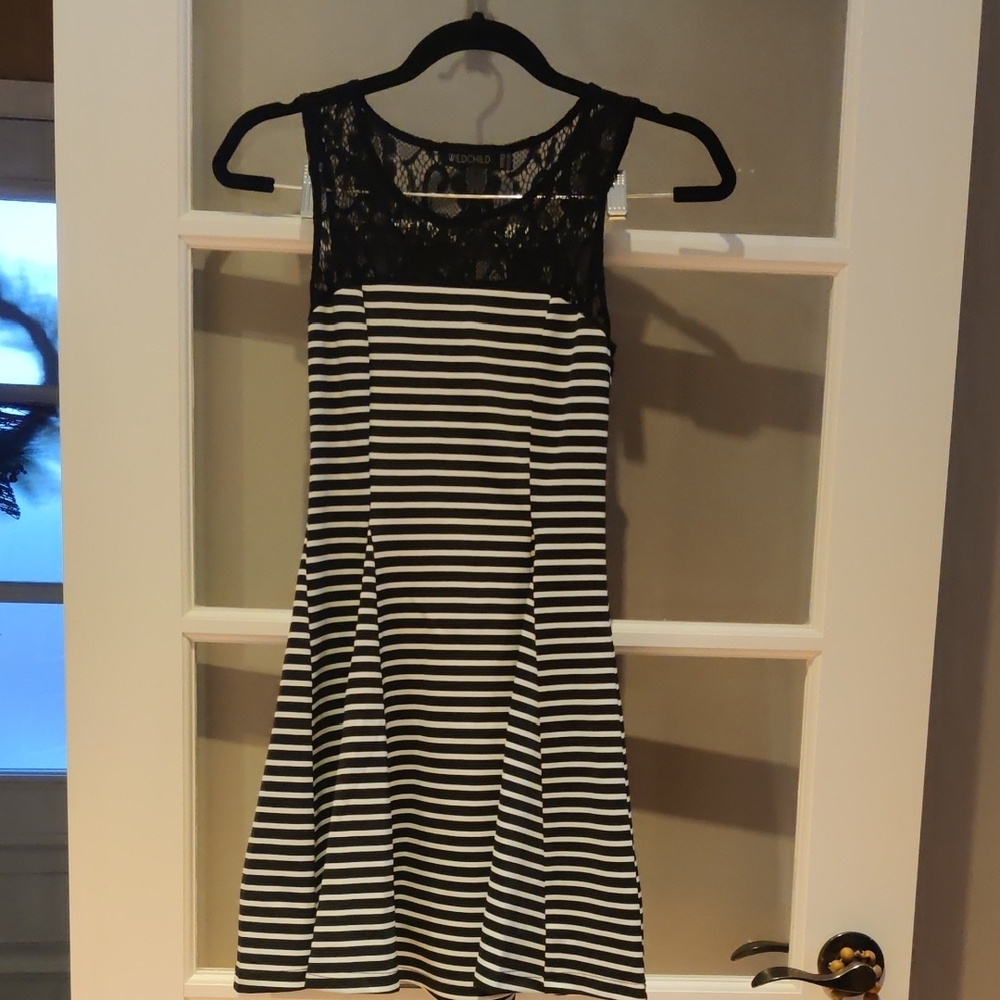 Evoke Black and White Striped Dress